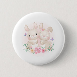 Easter Bunnies 6 Cm Round Badge
