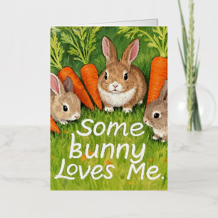 Easter Bunnies and Carrots Foil Greeting Card
