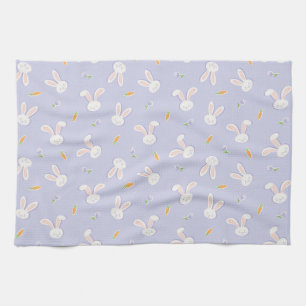 Easter Bunnies and Carrots Lavender Spring Tea Towel