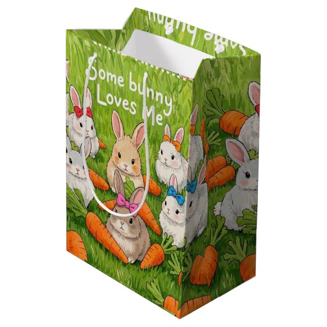 Easter Bunnies and Carrots  Medium Gift Bag (Back Angled)