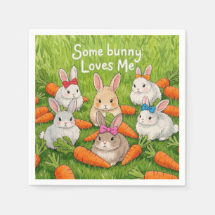 Easter Bunnies and Carrots  Napkin