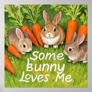 Easter Bunnies and Carrots  Poster