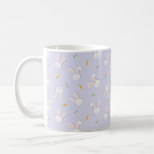 Easter Bunnies and Carrots Spring Lavender Coffee Mug