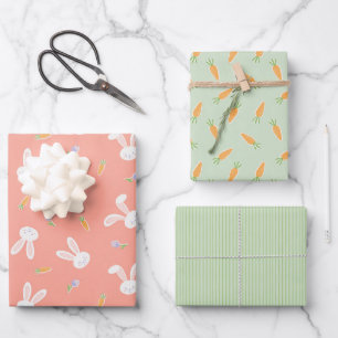 Easter Bunnies and Carrots Spring Wrapping Paper S