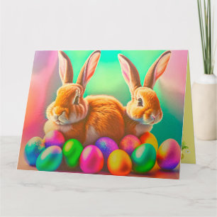 Easter Bunnies and Colourful Eggs Collection Card