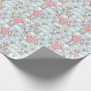Easter Bunnies and Daisies Easter Wrapping Paper