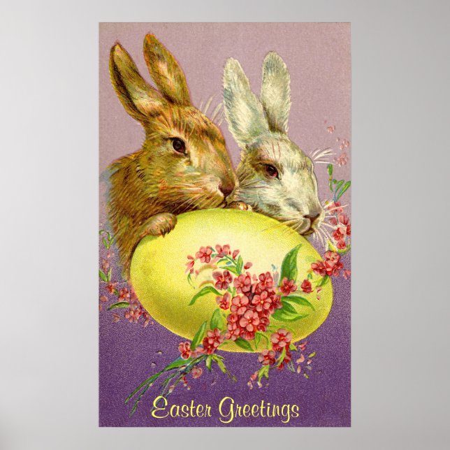 Easter Bunnies and Egg Vintage Poster (Front)
