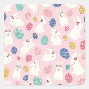 Easter Bunnies And Eggs Square Sticker