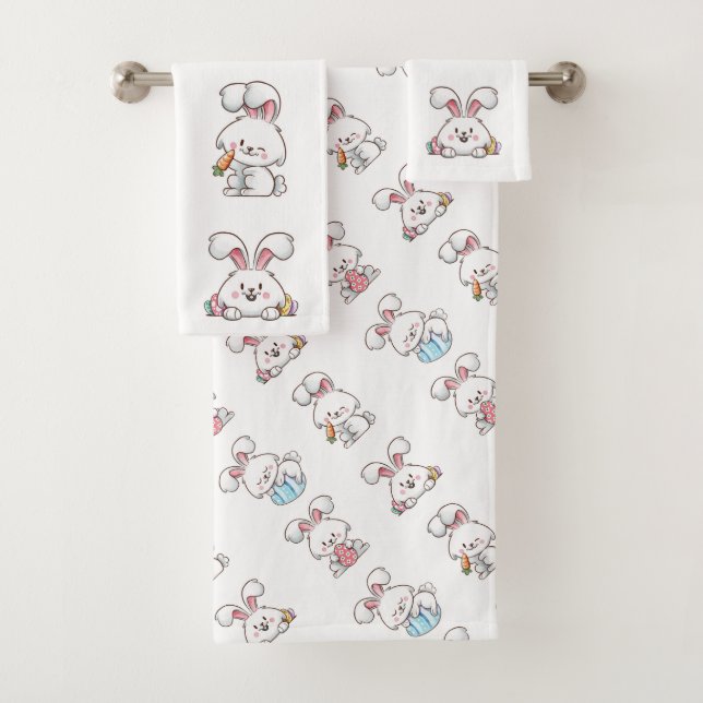 Easter Bunnies Bath Towel Set (Insitu)