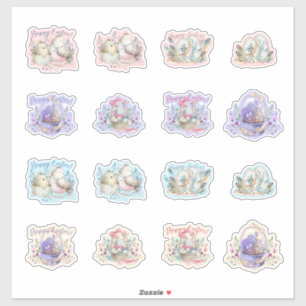 Easter Bunnies Birds Baskets Eggs Cute