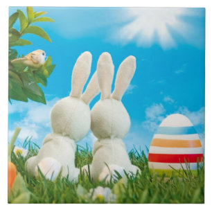 Easter Bunnies Ceramic Tile