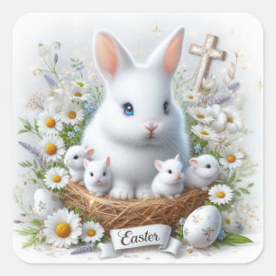 Easter Bunnies, Daisies and a Cross Envelope Seal
