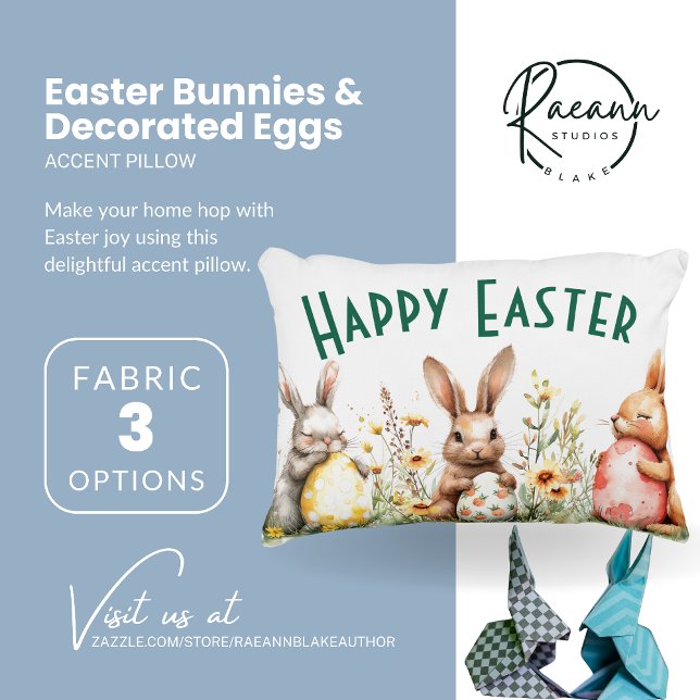 Easter Bunnies & Decorated Eggs Accent Pillow (Creator Uploaded)