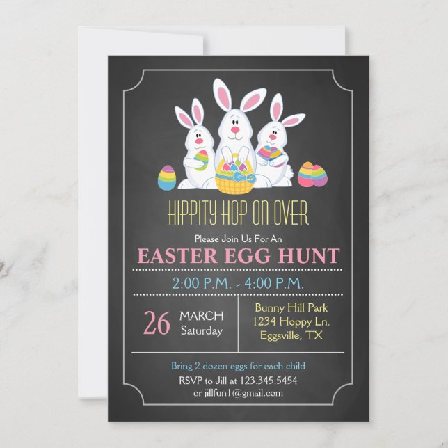 Easter Bunnies Easter Egg Hunt Invitation (Front)