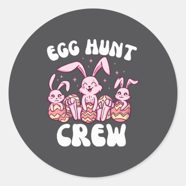 Easter Bunnies Egg Hunt Crew Classic Round Sticker (Front)