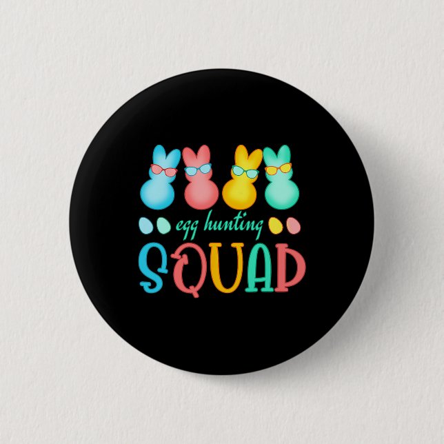 Easter Bunnies Egg Hunting Squad Girls Boys Happy  6 Cm Round Badge (Front)