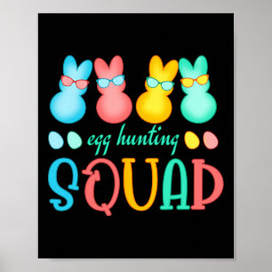 Easter Bunnies Egg Hunting Squad Girls Boys Happy Poster