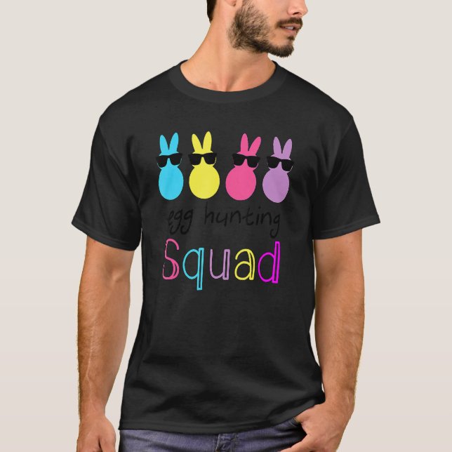 Easter Bunnies Egg Hunting Squad Girls Boys T-Shirt (Front)