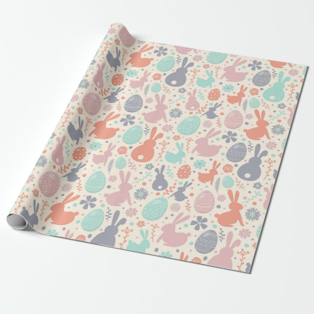 Easter bunnies & eggs wrapping paper (Unrolled)