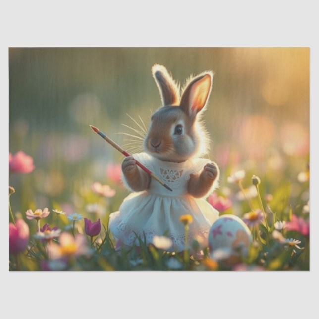 Easter bunnies helper paints the Easter eggs Tissue Paper (Front)