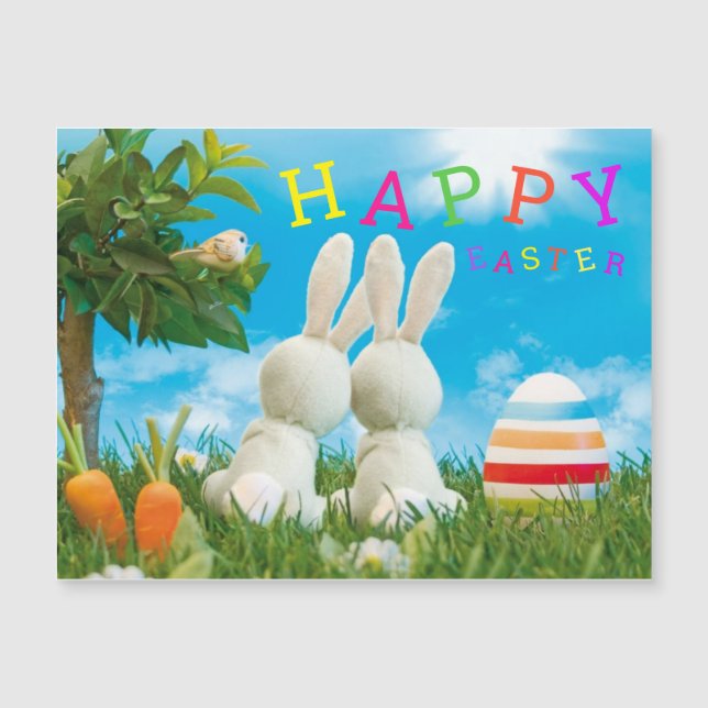 Easter Bunnies Holiday cCrdMagnet (Front)