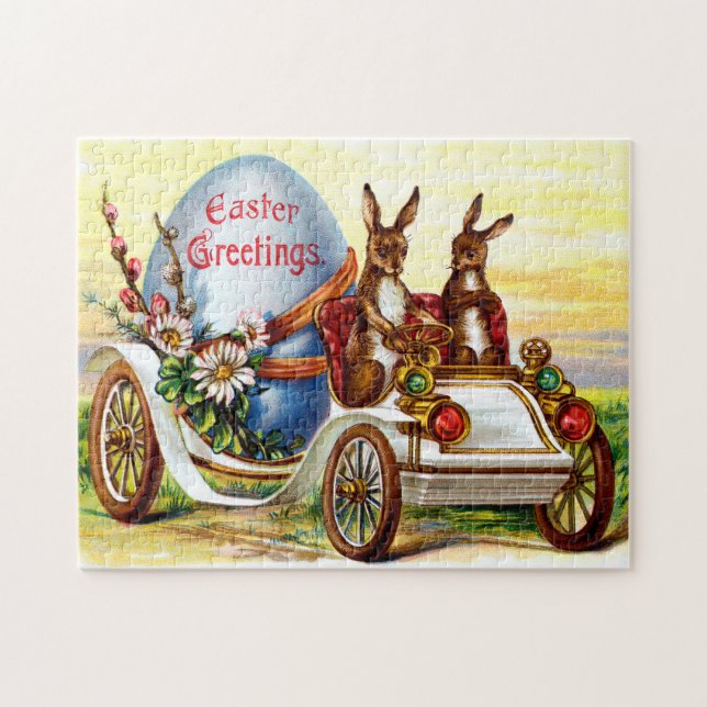Easter Bunnies in Automobile Jigsaw Puzzle (Horizontal)