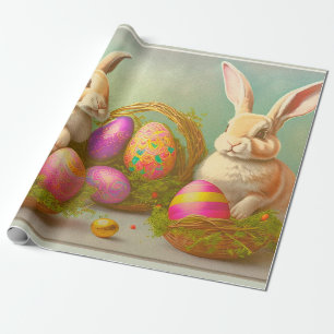 Easter Bunnies In Baskets Collection Wrapping Paper