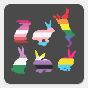 Easter Bunnies LGBTQ Pride Rainbow Rabbit Gift Square Sticker