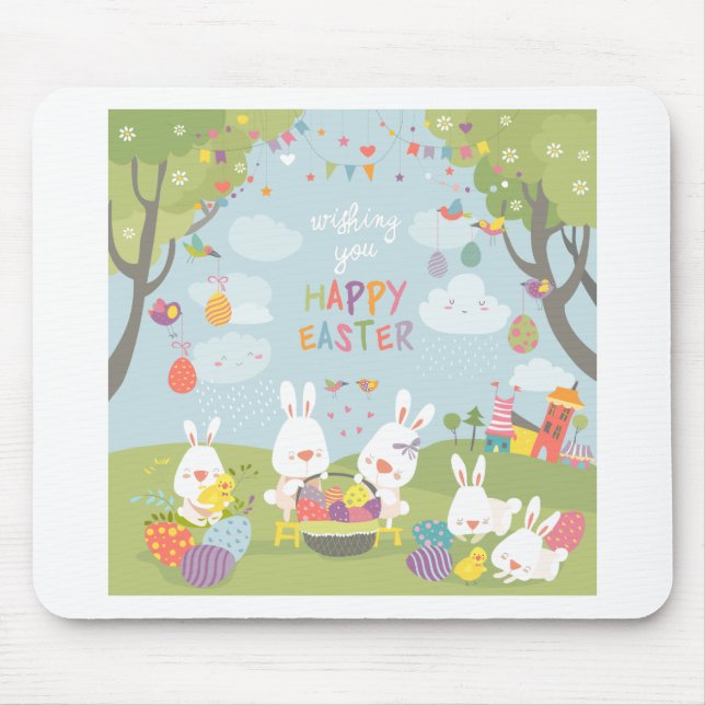 easter bunnies mouse pad (Front)