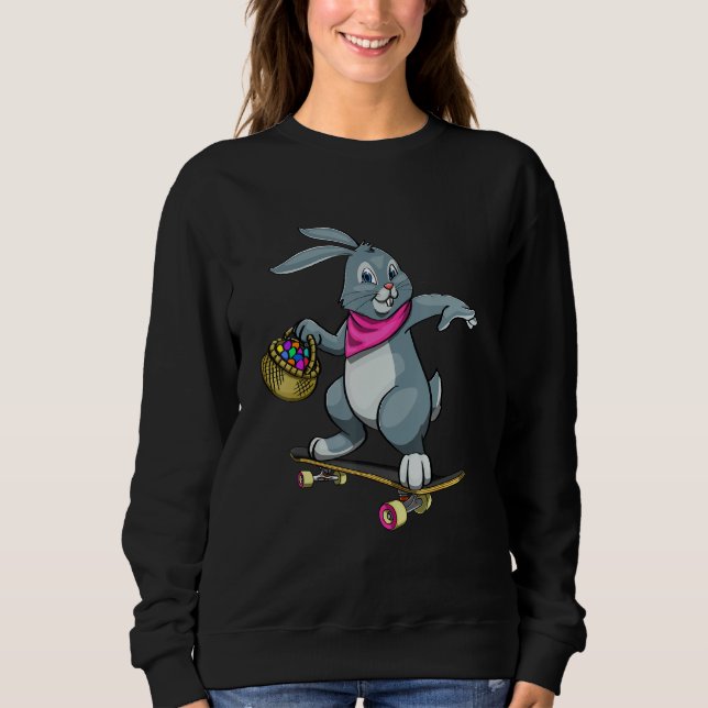 Easter Bunnies Net Nature   Women Easter Day Eggs  Sweatshirt (Front)