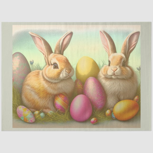 Easter Bunnies on the Grass Collection Tissue Paper (Front)
