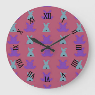 easter bunnies pattern large clock