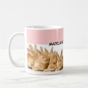 Easter Bunnies Pink Personalised Coffee Mug