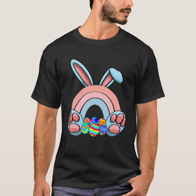 Easter Bunnies Rainbow Nature Women Easter Day Egg T-Shirt (Front)