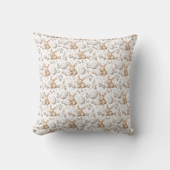 Easter Bunnies Spring Seamless Pattern Cushion (Front)