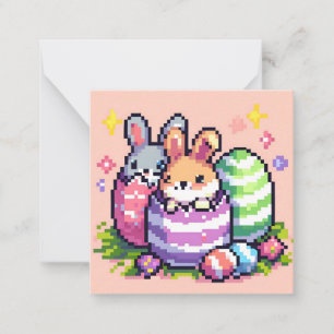 Easter bunny 8 bit pixel art card