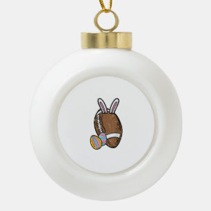 Easter Bunny American Football Sports Men Boys Kid Ceramic Ball Christmas Ornament