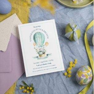 Easter bunny and a hot balloon egg hunt & easter thank you card