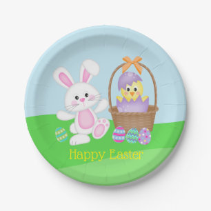 Easter Bunny And Baby Chick Paper Plate