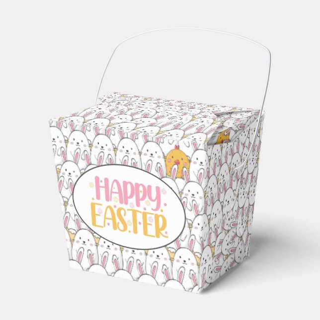 Easter Bunny and Baby Chicks  Favour Box (Front Side)