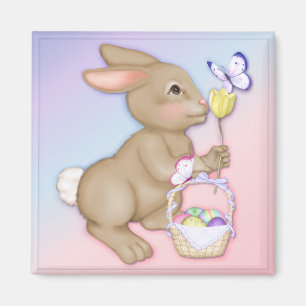 Easter Bunny and Basket Magnet