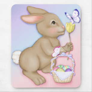 Easter Bunny and Basket Mousepad