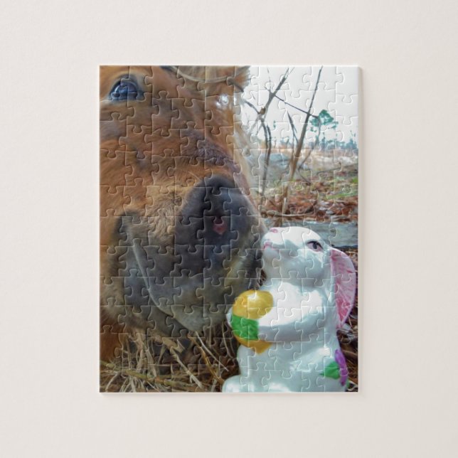 Easter Bunny and Brown horse Jigsaw Puzzle (Vertical)