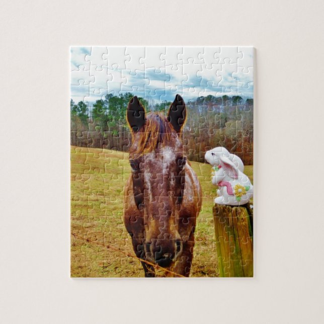 Easter Bunny and Brown horse Jigsaw Puzzle (Vertical)