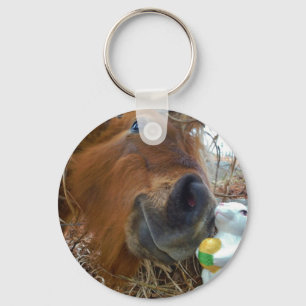 Easter Bunny and Brown horse Key Ring