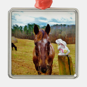 Easter Bunny and Brown horse Metal Tree Decoration