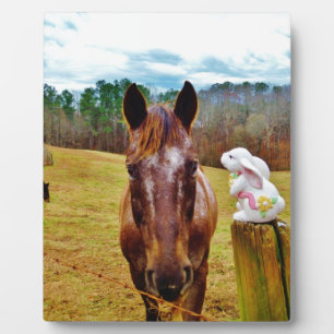 Easter Bunny and Brown horse Plaque