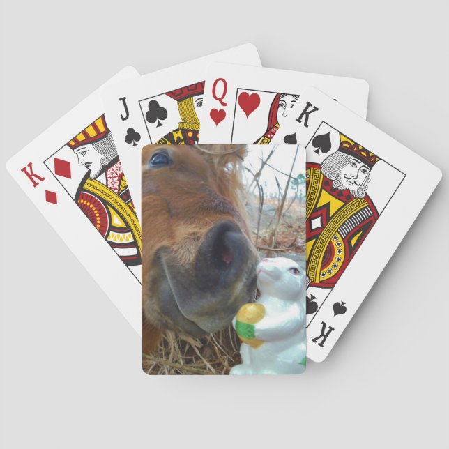 Easter Bunny and Brown horse Playing Cards (Back)