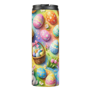 Easter bunny and colourful egg pattern thermal tumbler