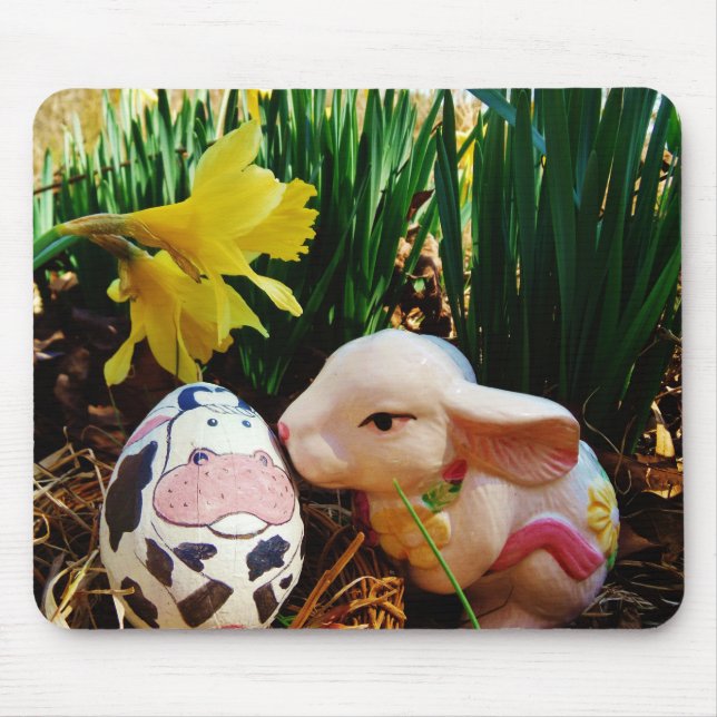 Easter Bunny and cow egg Mouse Pad (Front)